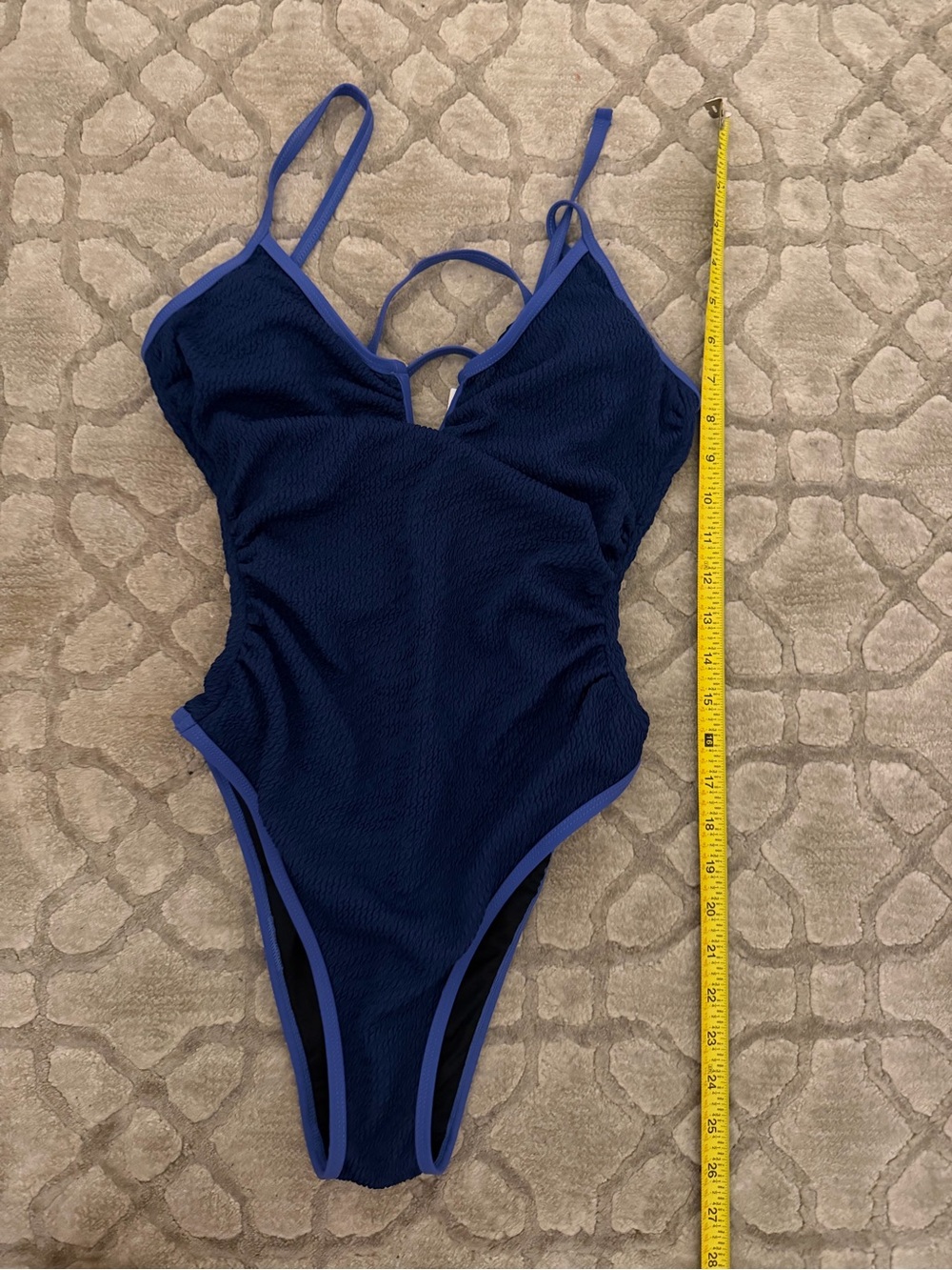 NWT Cupshe textured cheeky one piece in blue size small